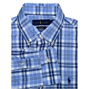 Polo Ralph Lauren Classic Fit Performance Men's Small Blue Checkered Button Down